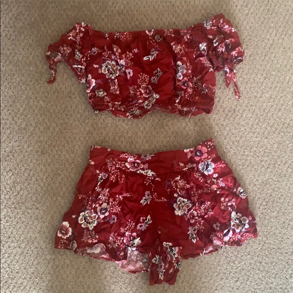 Off the shoulder top and short set